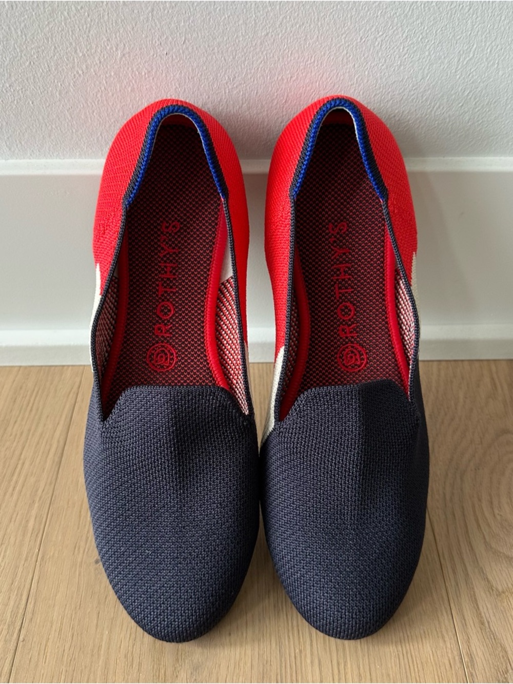 Rothy's Loafers Navy with Red Interior and Blue Trim